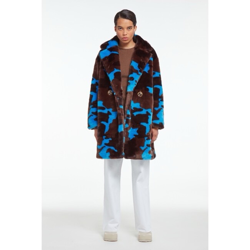 Apparis Blue and Brown Camouflage Coat